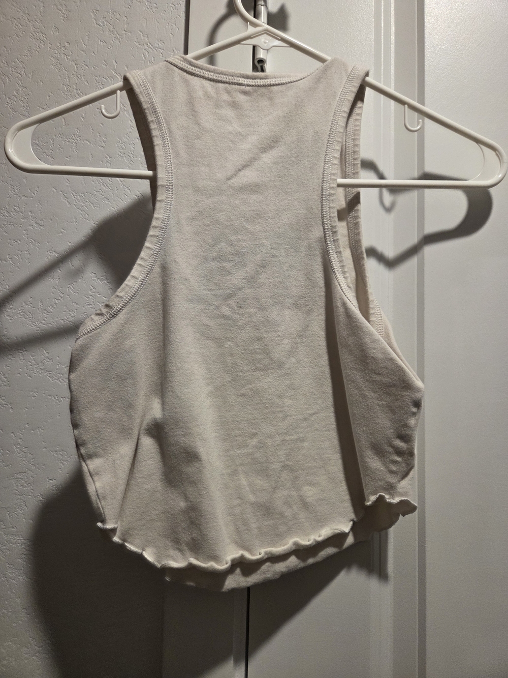 Light Cream Ribbed Racerback Crop Tank Top